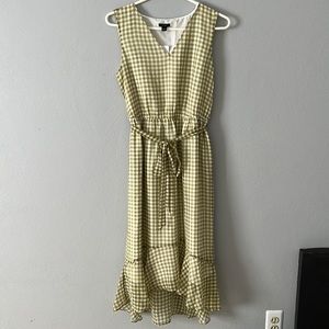 NWT Ann Taylor plaid green hi low midi dress